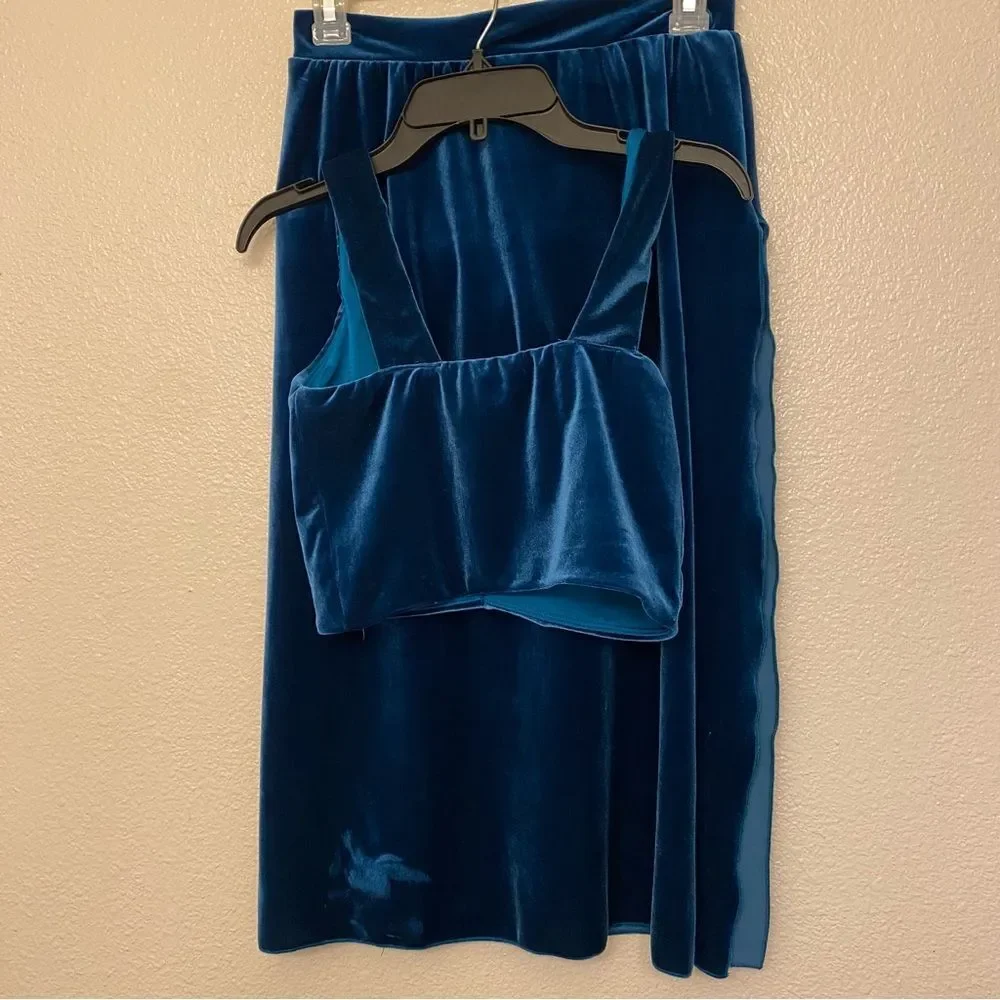 Line Up adult medium Austere teal velvet contemporary lyrical costume 2 piece